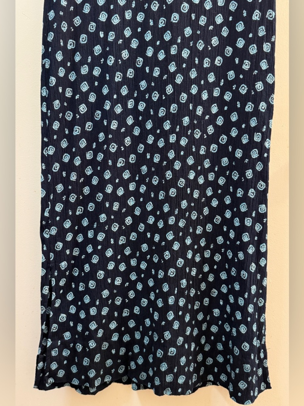 VTG Karin Stevens Blue Swirl Crinkle Rayon Maxi Dress 12 - Picture 6 of 10